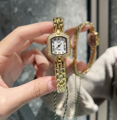 ROLEX Cellini Price List Geneve  with Diamonds 21MM White Lady Watch